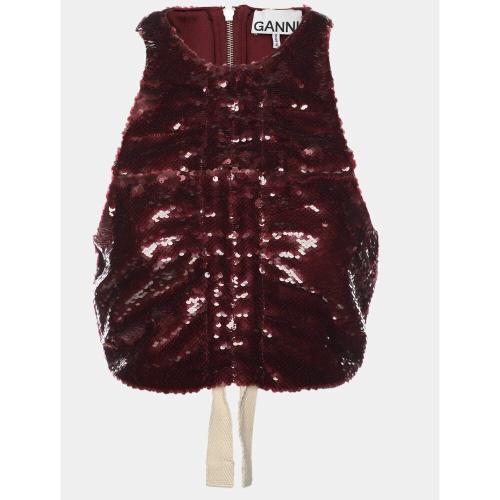 Ganni Burgundy Sequin Racerback Top NWT Sz 2 / XS / EUR 34